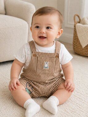 NWT Miffy Baby Boy 2 Piece Romper Set Size 3-6 Months Bunny Outfit